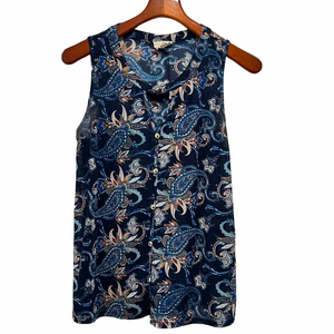Ember Sleeveless Paisley Button-Front Blouse – Size L (b4)